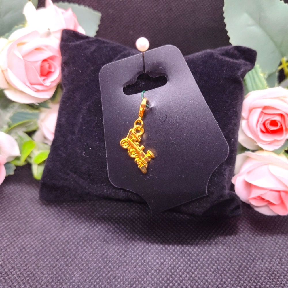 Gold toned Train engine locomotive Lobster Claw Clasp Clip Charm New